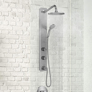 PULSE ShowerSpas 1021-SSB Aloha Shower System with 8" Rain Showerhead, 2 Pulsating Body Spray Jets and Hand Shower, Brushed Stainless Steel with Chrome Fixtures