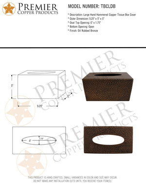 Premier Copper Products TBCLDB Large Hammered Copper Tissue Box Cover - Brown