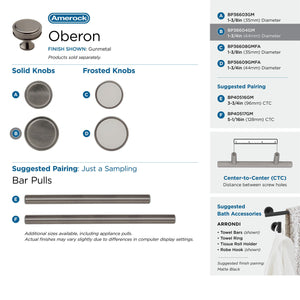 Amerock Cabinet Knob Gunmetal 1-3/4 inch (44 mm) Diameter Oberon 1 Pack Drawer Knob Cabinet Hardware