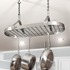 Enclume PR22WG SS Contemporary Ceiling Pot Rack w/ 12 Hooks SS