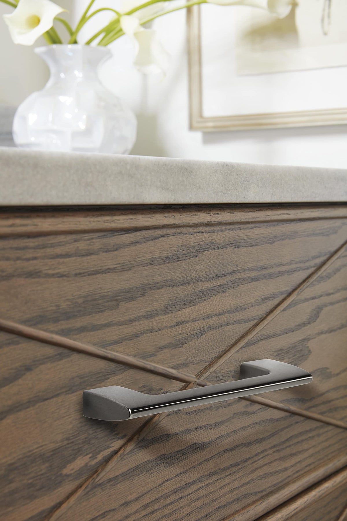 Amerock Cabinet Pull Graphite 3-3/4 inch (96 mm) Center to Center Riva 1 Pack Drawer Pull Drawer Handle Cabinet Hardware