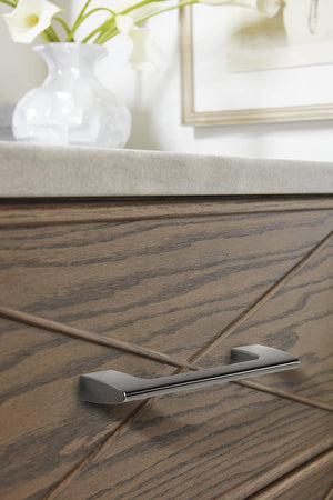 Amerock Cabinet Pull Graphite 3-3/4 inch (96 mm) Center to Center Riva 1 Pack Drawer Pull Drawer Handle Cabinet Hardware