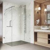 VIGO VG6012CHCL36 34.0" -46.0" W -73.38" H Frameless Hinged Rectangle Shower Enclosure with Clear 0.38" Tempered Glass and Stainless Steel Hardware in Chrome Finish with Reversible Handle
