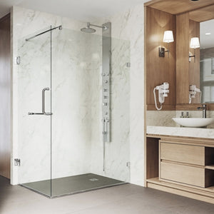 VIGO VG6012CHCL36 34.0" -46.0" W -73.38" H Frameless Hinged Rectangle Shower Enclosure with Clear 0.38" Tempered Glass and Stainless Steel Hardware in Chrome Finish with Reversible Handle