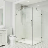 VIGO 34 in. x 46 in. x 73 in. Monteray Frameless Hinged Rectangle Shower Enclosure with Clear 0.38" Tempered Glass and Hardware in Brushed Nickel Finish with Reversible Handle - VG6011BNCL36