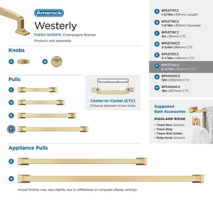 Amerock Cabinet Pull Champagne Bronze 6-5/16 in (160 mm) Center-to-Center Drawer Pull Westerly Kitchen and Bath Hardware Furniture Hardware