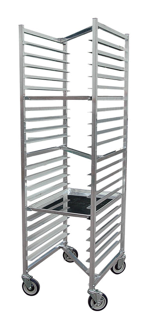 John Boos ABPR-1820-ZN Aluminum Front Load Nesting Mobile Pan Rack with 5" Casters, 20 Capacity, 26" Length x 20-1/2" Width 69" Height