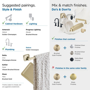 Amerock BH36090BBZ Golden Champagne Single Robe Hook 2-1/4 in. (57 mm) Length Towel Holder Stature Towel Hook for Bathroom Bathroom Hardware Bath Accessories