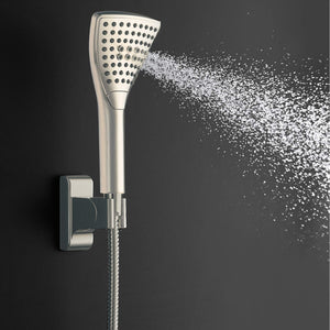 PULSE ShowerSpas 1056-BN PowerShot Shower System with Air-Infused Curved 8" Multi-Pattern Showerhead and 3-Function Hand Shower, Brushed Nickel Finish