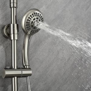 PULSE ShowerSpas 7001-BN Riviera Shower System with 8" Rain Showerhead, 3 Body Sprays, 5-Function Hand Shower, Brushed Nickel Finish