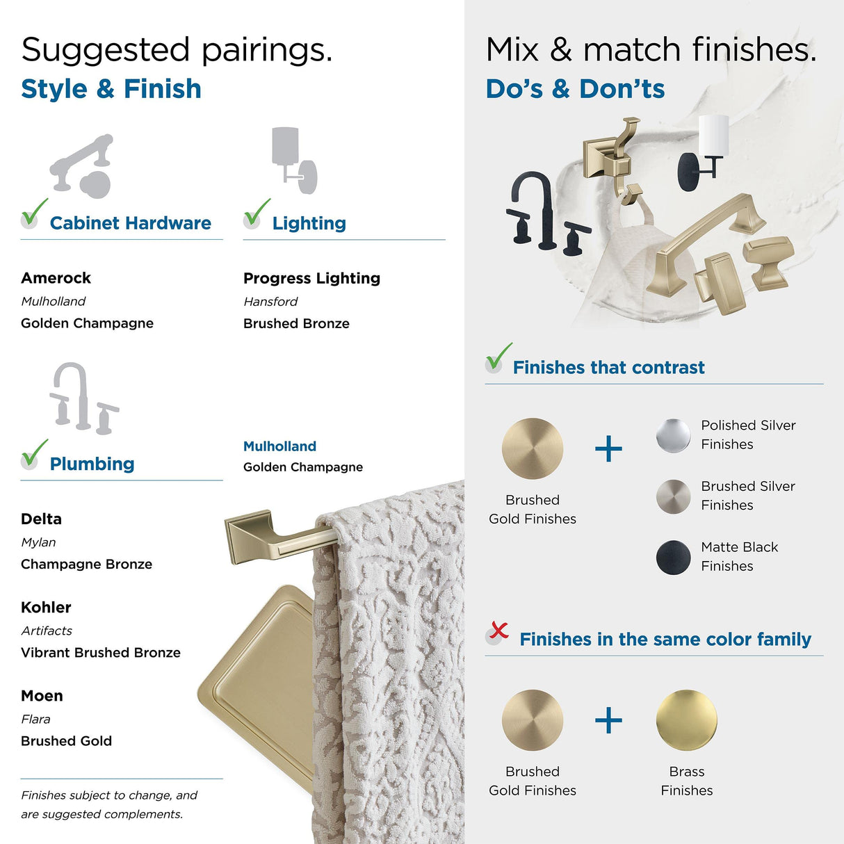 Amerock BH36022BBZ Golden Champagne Towel Ring 5-3/4 in (146 mm) Length Towel Holder Mulholland Hand Towel Holder for Bathroom Wall Small Kitchen Towel Holder Bath Accessories