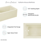 Voltaire 48" X 32" Left-Hand Drain Alcove Bathtub with Apron in Bisque