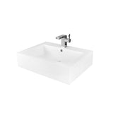 DAX Solid Surface Rectangular Single Bowl Vessel Bathroom Basin, Matte White DAX-AB-032