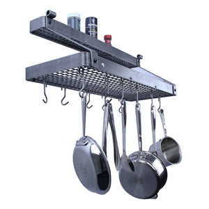 Enclume PR8C HS 36" Deep Bookshelf Rack w/ 18 Hooks & Accessory Shelf HS
