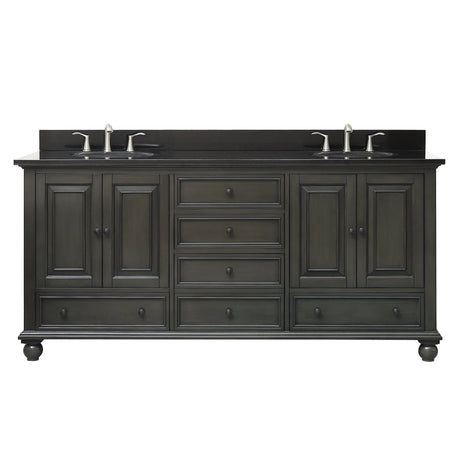Avanity Thompson 73 in. Double Vanity in Charcoal Glaze finish with Black Granite Top