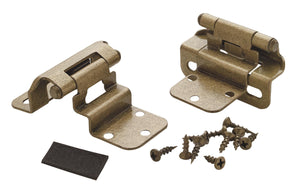 Amerock Cabinet Hinge 3/8 inch (10 mm) Inset Hinge Burnished Brass 2 Pack Self-Closing Hinge Partial Wrap Hinge Cabinet Door Hinge