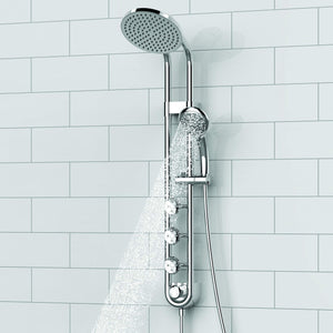 PULSE ShowerSpas 1058-CH Saturn Shower System with 8" Rain Showerhead, 3 Body Sprays, 5 Function Hand Shower, Polished Chrome