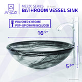 ANZZI LSAZ054-095B Mezzo Series Deco-Glass Vessel Sink in Slumber Wisp with Harmony Faucet in Brushed Nickel