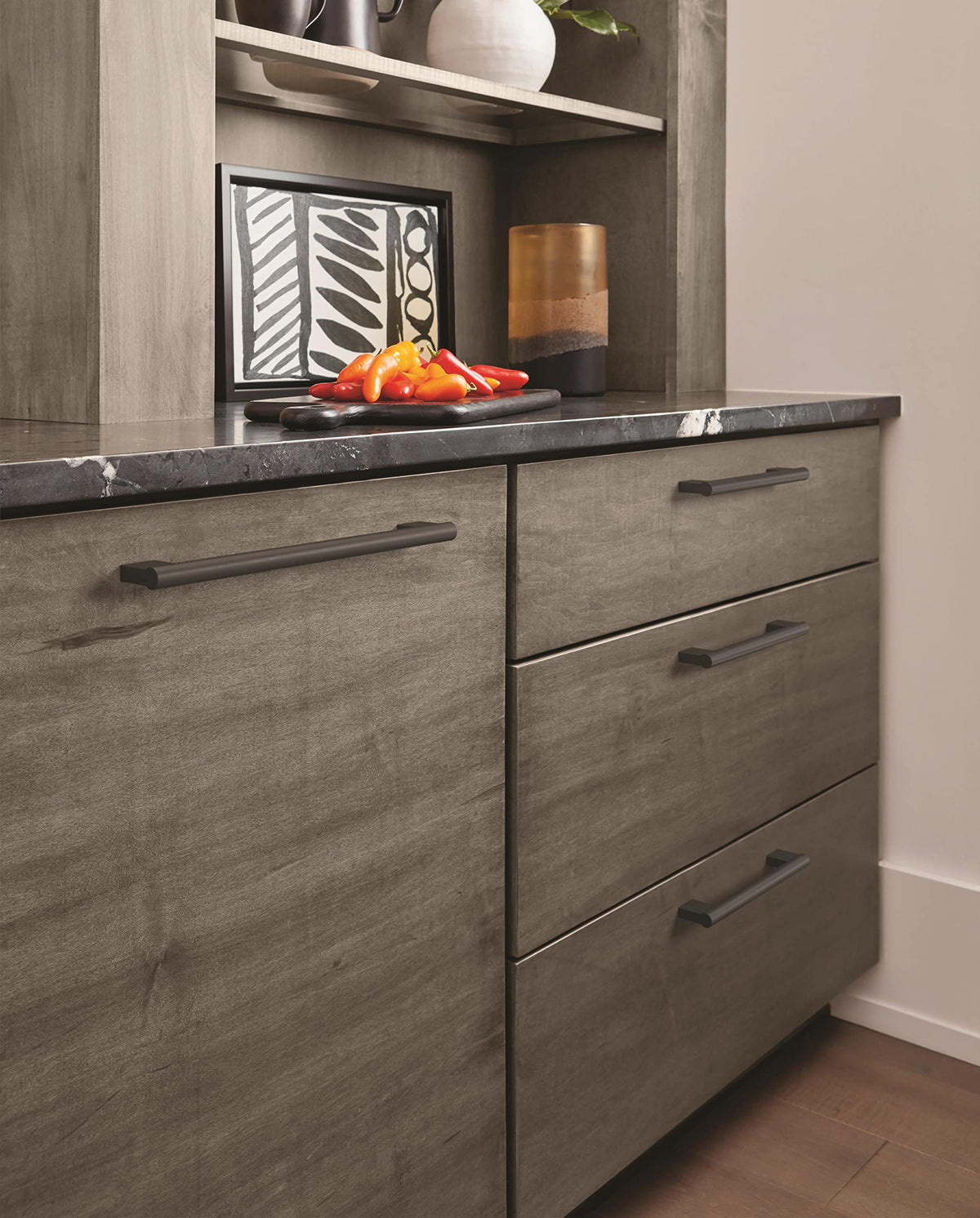 Amerock Cabinet Pull Matte Black 8-13/16 inch (224 mm) Center-to-Center Versa 1 Pack Drawer Pull Cabinet Handle Cabinet Hardware