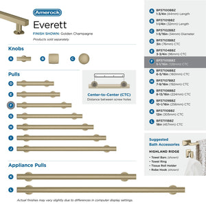 Amerock BP37105BBZ Everett 5-1/16 in (128 mm) Center-to-Center Golden Champagne Cabinet Pull Kitchen Cabinet Hardware Furniture Hardware Bathroom Drawer Handle