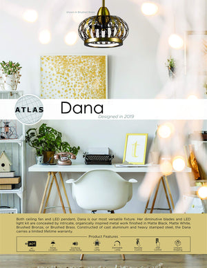 Matthews Fan DM-BB Dana ceiling fan pendant in Brushed Bronze finish.