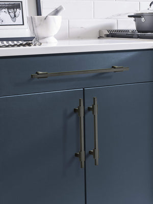 Amerock Cabinet Pull Matte Black/Matte Black 10-1/16 inch (256 mm) Center to Center Urbanite 1 Pack Drawer Pull Drawer Handle Cabinet Hardware