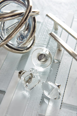Amerock Cabinet Pull Clear/Polished Nickel 5-1/16 inch (128 mm) Center to Center Glacio 1 Pack Drawer Pull Drawer Handle Cabinet Hardware