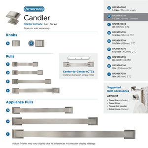 Amerock Cabinet Knob Satin Nickel 1-1/2 inch (38 mm) Length Candler 1 Pack Drawer Knob Cabinet Hardware