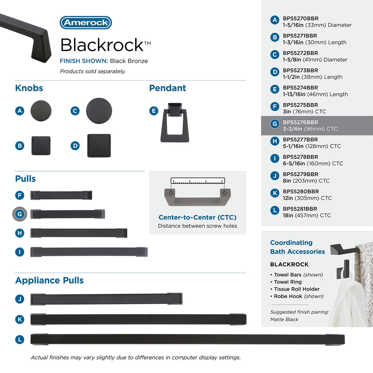Amerock Cabinet Pull Black Bronze 3-3/4 inch (96 mm) Center to Center Blackrock 1 Pack Drawer Pull Drawer Handle Cabinet Hardware