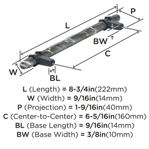 Amerock BP36650MBKBBR Carrione Cabinet Pull, 6-5/16 in (160 mm) Center-to-Center, Marble Black/Black Bronze