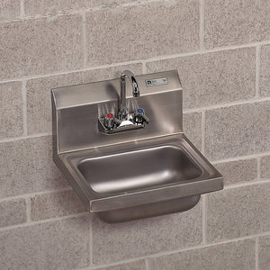 John Boos PBHS-W-1410-P Wall-Mount Sink with Dual-Handle Faucet, 17