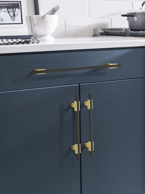 Amerock Cabinet Pull Brushed Gold/Matte Black 10-1/16 inch (256 mm) Center to Center Urbanite 1 Pack Drawer Pull Drawer Handle Cabinet Hardware