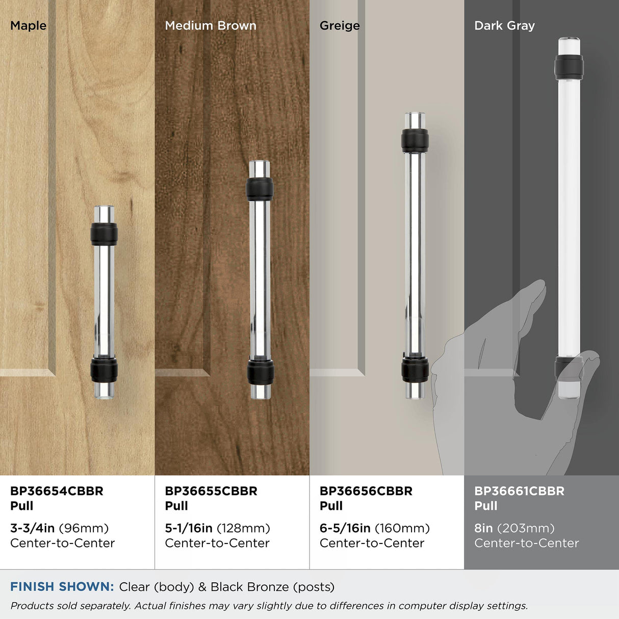 Amerock BP36661CBBR Clear/Black Bronze Cabinet Pull 8 in (203 mm) Center-to-Center Cabinet Handle Glacio Drawer Pull Kitchen Cabinet Handle Furniture Hardware