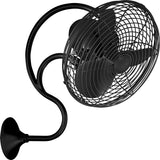 Matthews Fan ME-BK Melody 3-speed oscillating wall-mounted Art Nouveau style fan in matte black finish.