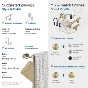 Amerock BH36042BBZ Golden Champagne Towel Ring 5-9/16 in (141 mm) Length Towel Holder St. Vincent Hand Towel Holder for Bathroom Wall Small Kitchen Towel Holder Bath Accessories