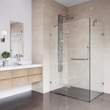 VIGO 30 in. x 38 in. x 73 in. Monteray Frameless Hinged Rectangle Shower Enclosure with Clear 0.38" Tempered Glass and Hardware in Chrome Finish with Reversible Handle - VG6011CHCL40