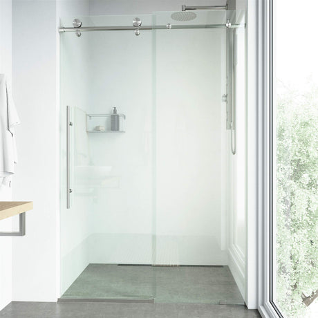 VIGO Adjustable 48-52" W x 76" H Elan E-Class Frameless Sliding Rectangle Shower Door with Clear Tempered Glass, Reversible Door Handle and Stainless Steel Hardware in Stainless Steel-VG6021STCL5276