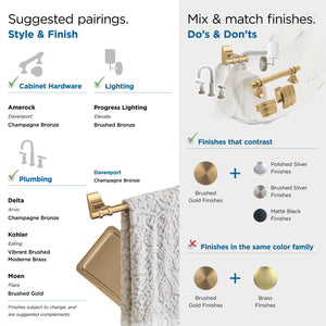 Amerock BH36051CZ Champagne Bronze Pivoting Double Post Toilet Paper Holder 8-13/16 in. (224 mm) Toilet Tissue Holder Davenport Bath Tissue Holder Bathroom Hardware Bath Accessories