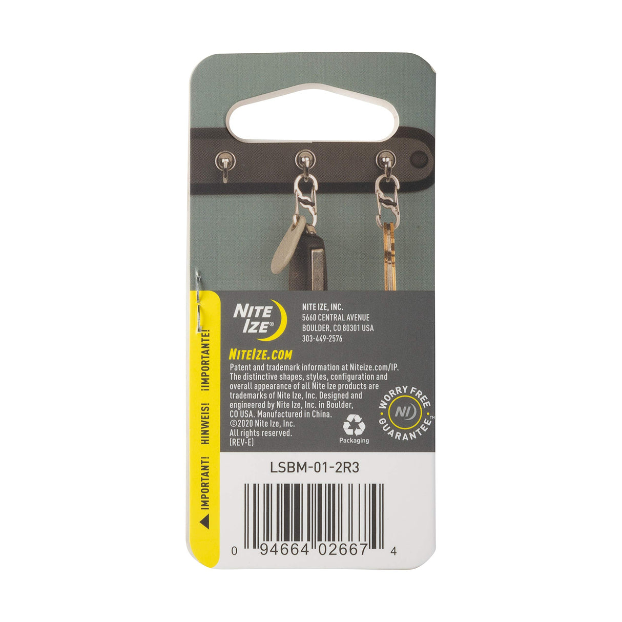 Nite Ize S-Biner MicroLock Aluminum, Locking Keychain Carabiner, 5 Pack, Assorted Colors