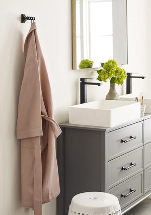 Amerock BH36050MB Matte Black Double Robe Hook 2-15/16 in. (75 mm) Length Towel Holder Davenport Towel Hook for Bathroom Bathroom Hardware Bath Accessories