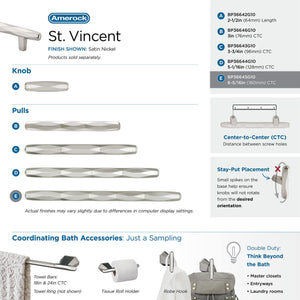 Amerock Cabinet Pull Satin Nickel 6-5/16 inch (160 mm) Center to Center St. Vincent 1 Pack Drawer Pull Drawer Handle Cabinet Hardware