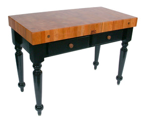 John Boos RN-LR05 Rouge Et Noir Rustica Cherry Wood Butcher Block on Black Base