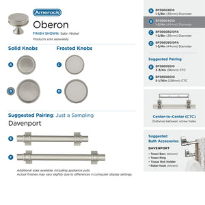 Amerock Cabinet Knob Satin Nickel 1-3/4 inch (44 mm) Diameter Oberon 1 Pack Drawer Knob Cabinet Hardware