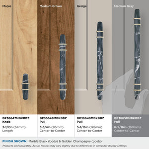 Amerock BP36650MBKBBZ Carrione Cabinet Pull, 6-5/16 in (160 mm) Center-to-Center, Marble Black/Golden Champagne