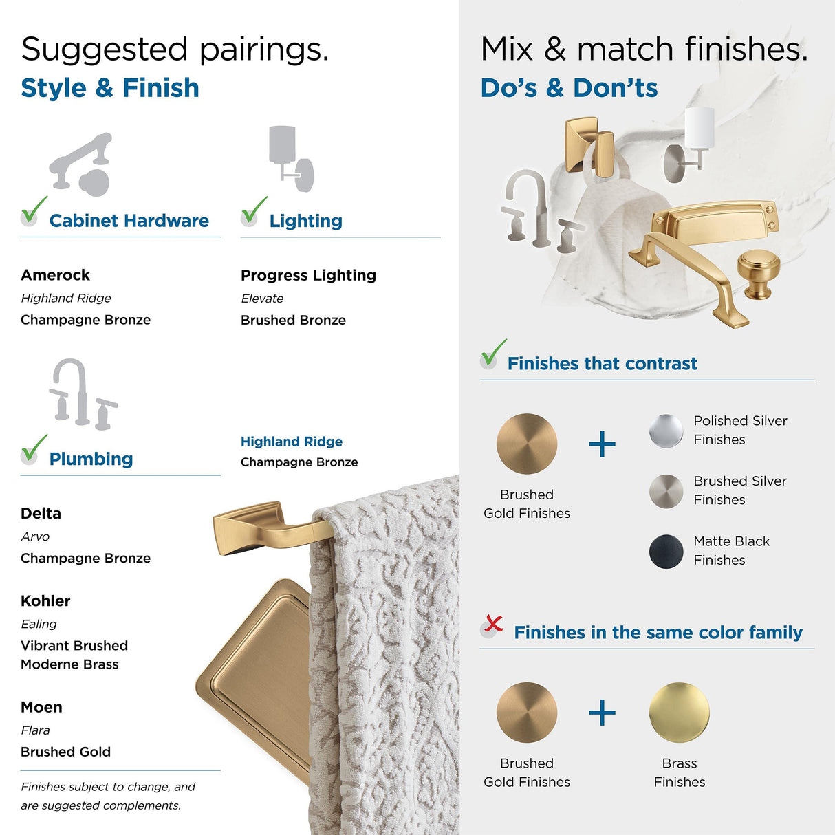 Amerock BH36012CZ Champagne Bronze Towel Ring 7-7/16 in (189 mm) Length Towel Holder Highland Ridge Hand Towel Holder for Bathroom Wall Small Kitchen Towel Holder Bath Accessories