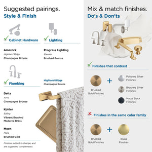 Amerock BH36012CZ Champagne Bronze Towel Ring 7-7/16 in (189 mm) Length Towel Holder Highland Ridge Hand Towel Holder for Bathroom Wall Small Kitchen Towel Holder Bath Accessories