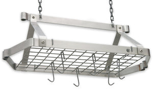 Enclume DR5 SS Retro Rectangle Pot Rack w/ 12 Hooks SS