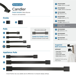 Amerock Cabinet Pull Black Bronze 6-5/16 inch (160 mm) Center to Center Candler 1 Pack Drawer Pull Drawer Handle Cabinet Hardware
