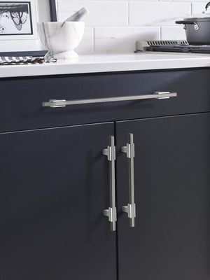 Amerock Cabinet Pull Polished Chrome/Black Chrome 5-1/16 inch (128 mm) Center to Center Urbanite 1 Pack Drawer Pull Drawer Handle Cabinet Hardware