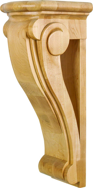 Hardware Resources COR30-3RW 6-1/2" W x 7-1/2" D x 18" H Rubberwood Scrolled Art Nouveau Corbel